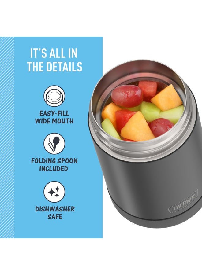 THERMOS FUNTAINER Insulated Food Jar, 16 Ounce, Kid Friendly Food Jar with Foldable Spoon, Matte Black - Image 4